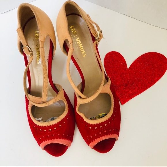 LESVENUES suede peep toe dual collar pumps. 🌹 - Picture 2 of 8